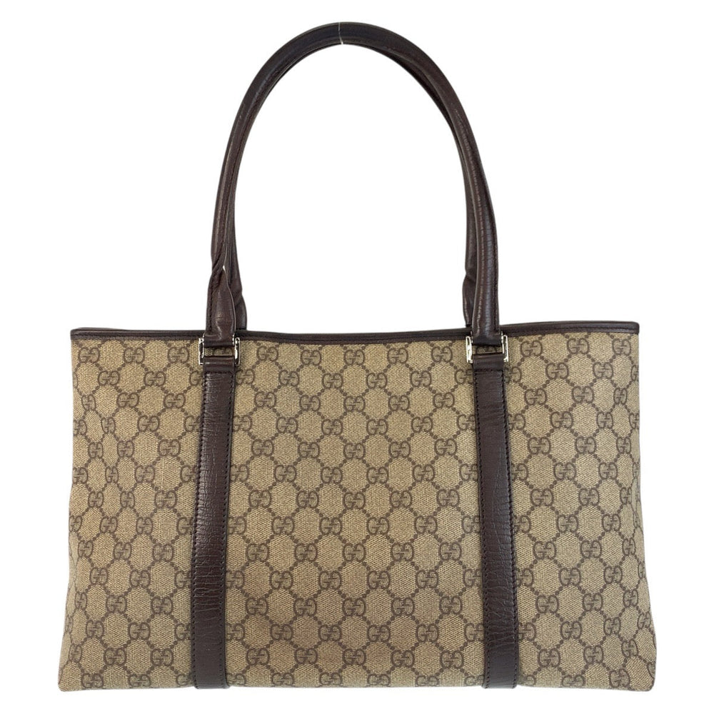 GUCCI Tote Bag 114595 GG Supreme canvas, leather Beige brown Tote Bag Shoulder Bag Women Used Authentic