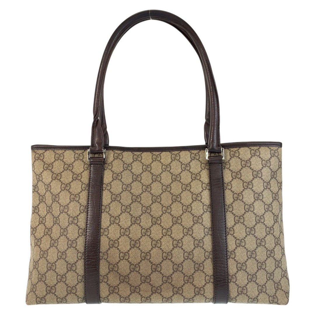 GUCCI Tote Bag 114595 GG Supreme canvas, leather Beige brown Tote Bag Shoulder Bag Women Used Authentic