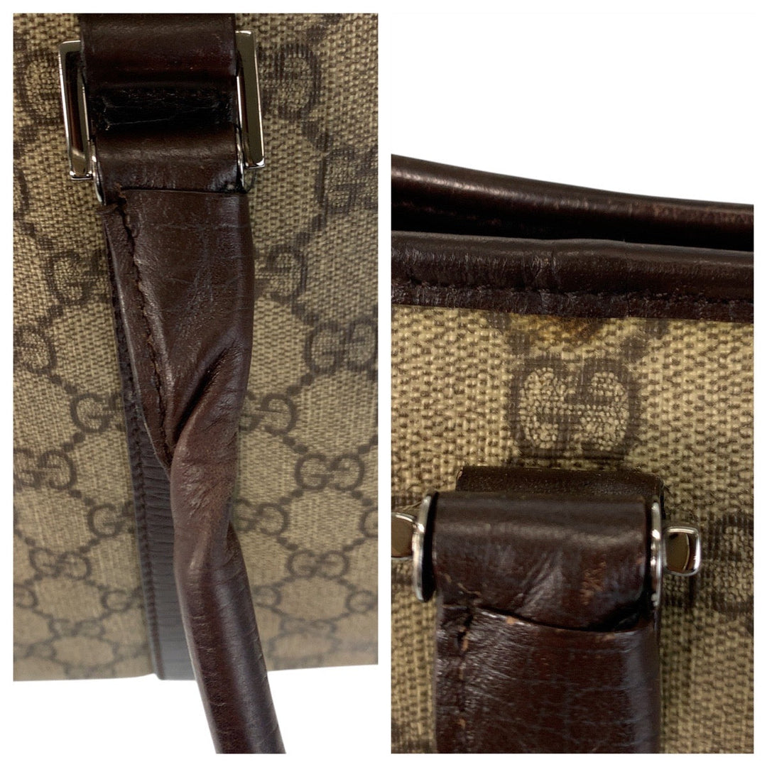 GUCCI Tote Bag 114595 GG Supreme canvas, leather Beige brown Tote Bag Shoulder Bag Women Used Authentic