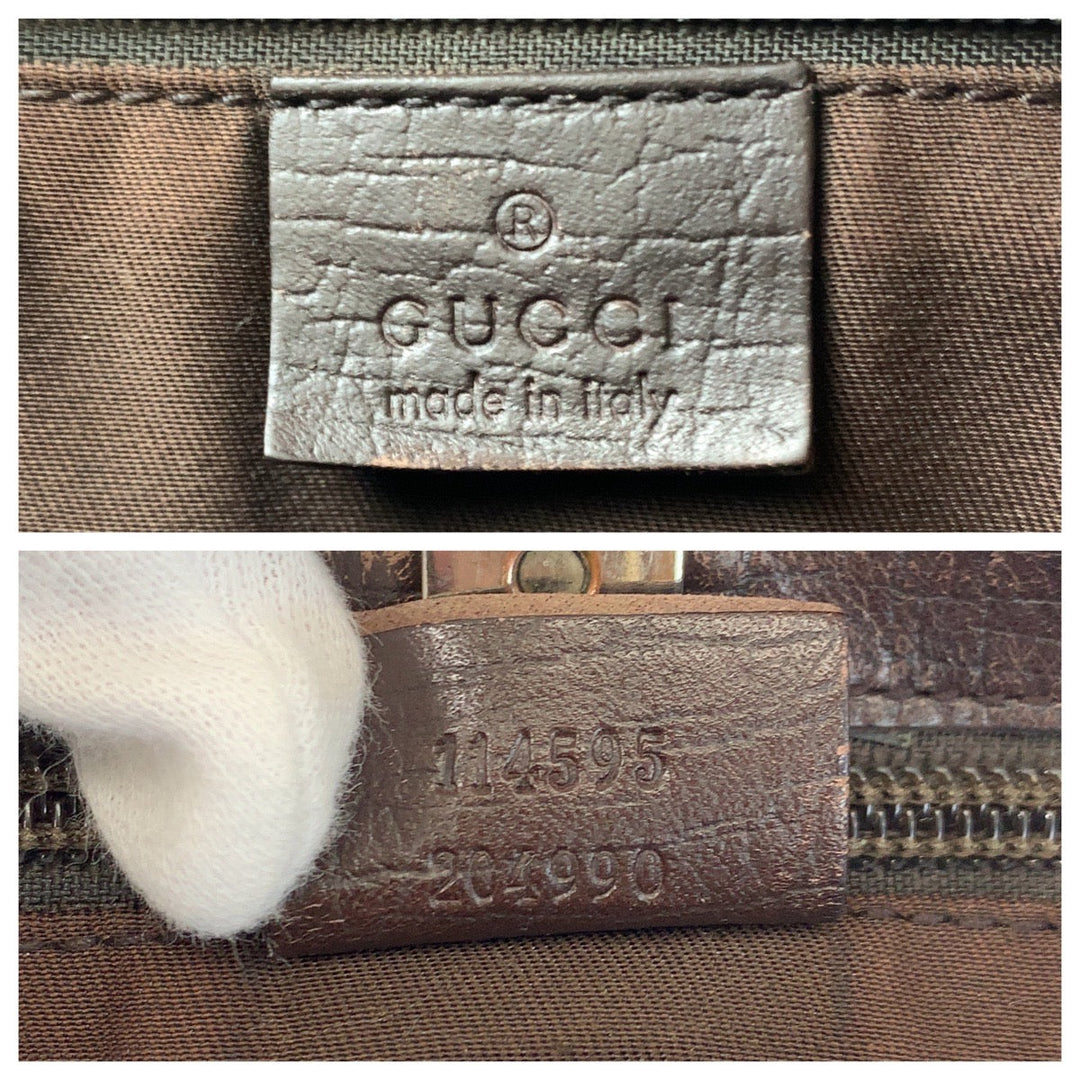 GUCCI Tote Bag 114595 GG Supreme canvas, leather Beige brown Tote Bag Shoulder Bag Women Used Authentic