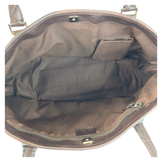 GUCCI Tote Bag 114595 GG Supreme canvas, leather Beige brown Tote Bag Shoulder Bag Women Used Authentic