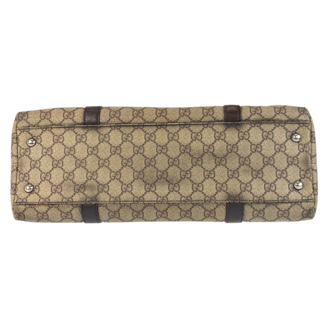 GUCCI Tote Bag 114595 GG Supreme canvas, leather Beige brown Tote Bag Shoulder Bag Women Used Authentic