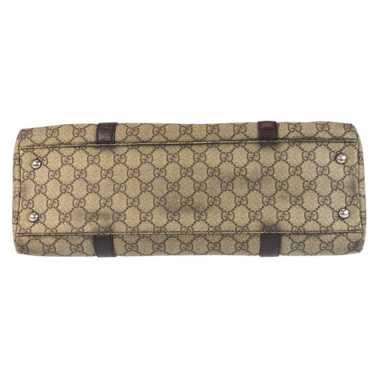 GUCCI Tote Bag 114595 GG Supreme canvas, leather Beige brown Tote Bag Shoulder Bag Women Used Authentic