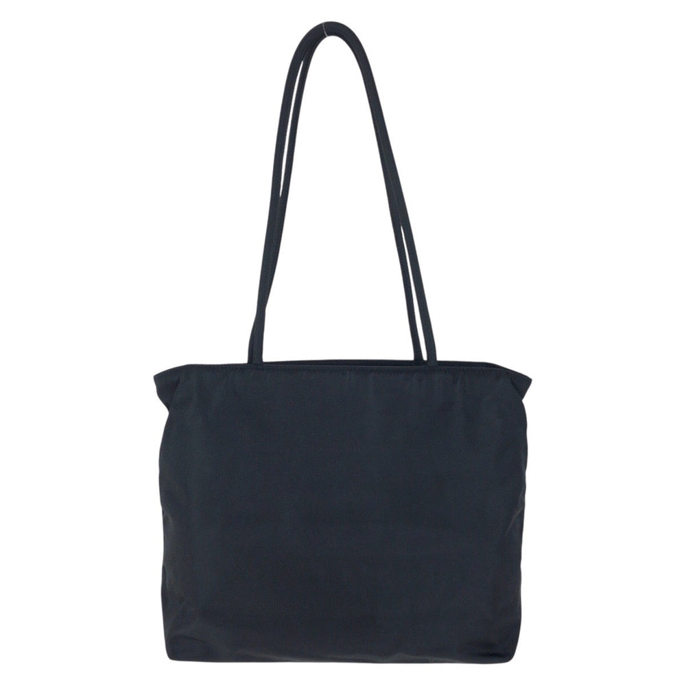 PRADA Tote Bag Nylon Black SilverMetal Tote Bag Shoulder Bag Test Triangle With logo Women Used Authentic