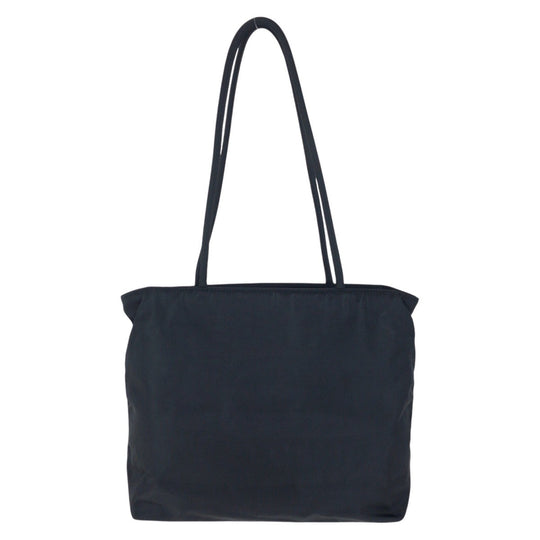 PRADA Tote Bag Nylon Black SilverMetal Tote Bag Shoulder Bag Test Triangle With logo Women Used Authentic