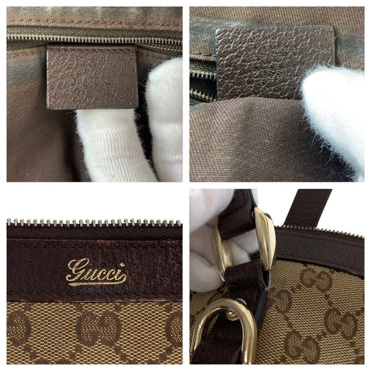 GUCCI Tote Bag 141470 GG canvas, leather Brown Gold Metal Tote Bag Shoulder Bag Women Used Authentic