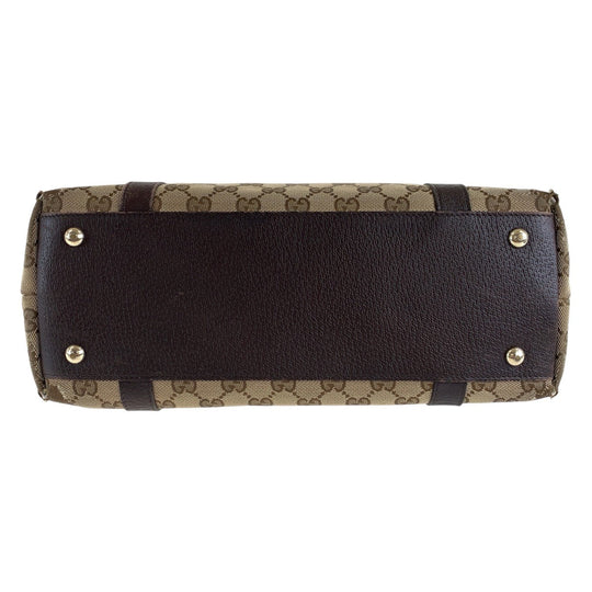 GUCCI Tote Bag 141470 GG canvas, leather Brown Gold Metal Tote Bag Shoulder Bag Women Used Authentic