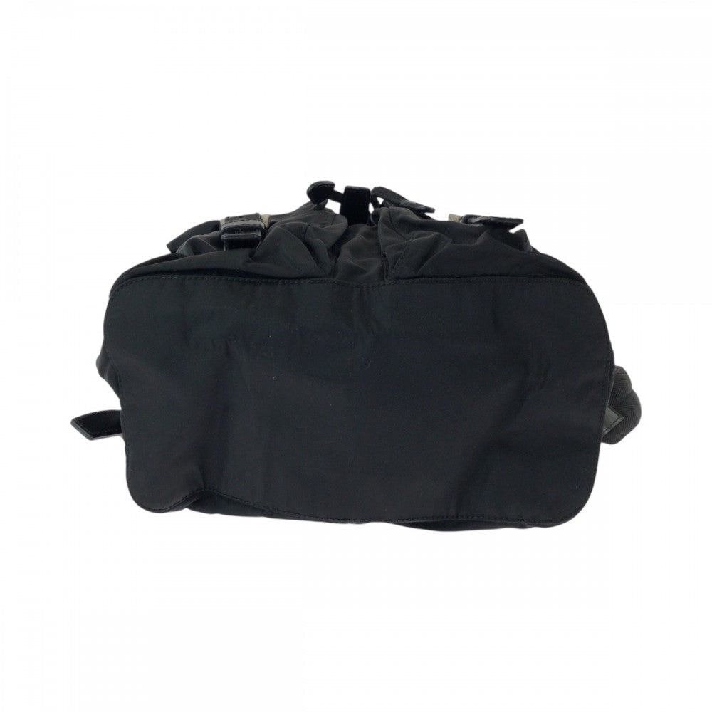 PRADA Backpack Nylon Black SilverMetal Backpack Backpack Test Triangle With logo Women Used Authentic
