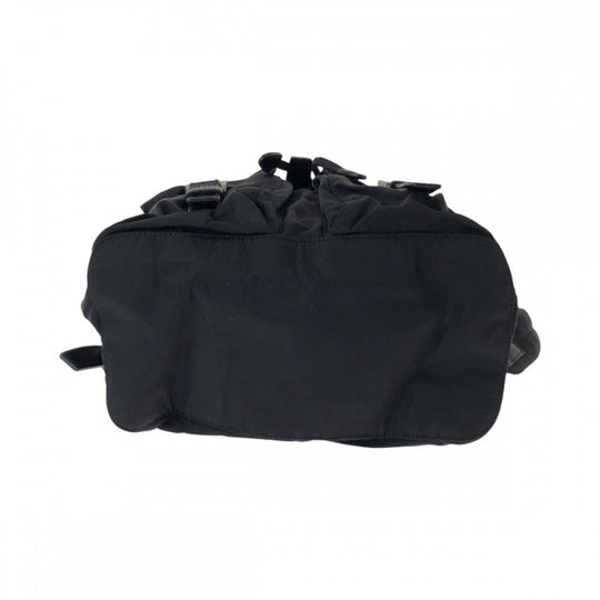 PRADA Backpack Nylon Black SilverMetal Backpack Backpack Test Triangle With logo Women Used Authentic