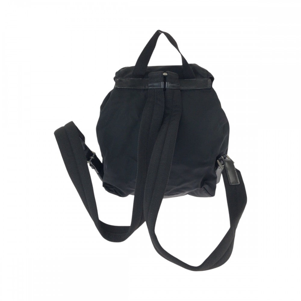 PRADA Backpack Nylon Black SilverMetal Backpack Backpack Test Triangle With logo Women Used Authentic