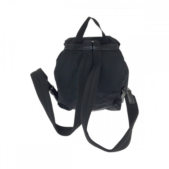 PRADA Backpack Nylon Black SilverMetal Backpack Backpack Test Triangle With logo Women Used Authentic