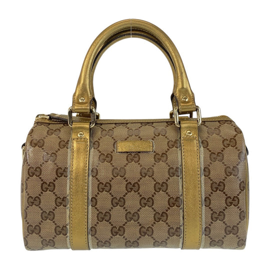 GUCCI Handbag 193604 PVC Beige Gold GoldMetal Handbags Mini Boston Duffel bag GG crystal Women Used Authentic
