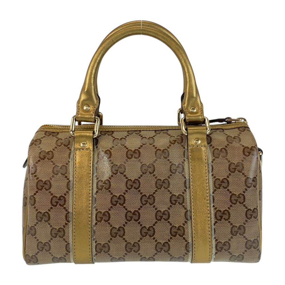 GUCCI Handbag 193604 PVC Beige Gold GoldMetal Handbags Mini Boston Duffel bag GG crystal Women Used Authentic