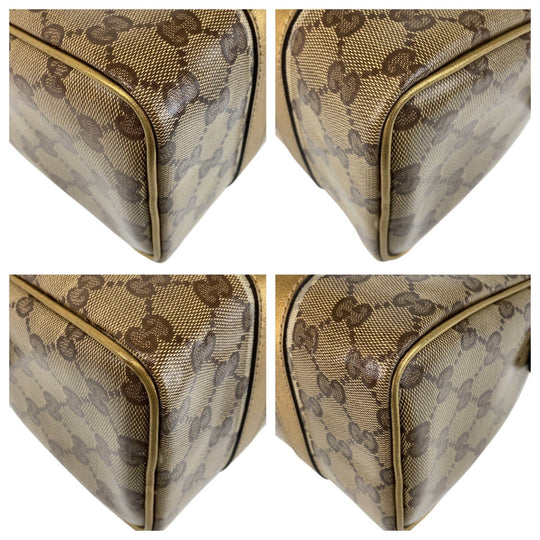 GUCCI Handbag 193604 PVC Beige Gold GoldMetal Handbags Mini Boston Duffel bag GG crystal Women Used Authentic