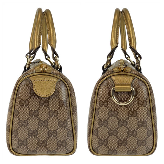 GUCCI Handbag 193604 PVC Beige Gold GoldMetal Handbags Mini Boston Duffel bag GG crystal Women Used Authentic