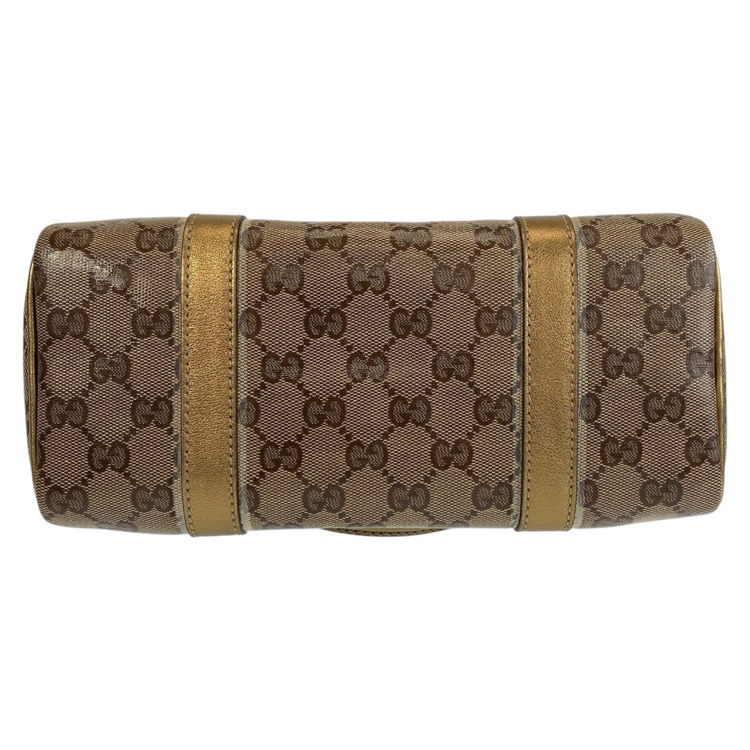 GUCCI Handbag 193604 PVC Beige Gold GoldMetal Handbags Mini Boston Duffel bag GG crystal Women Used Authentic