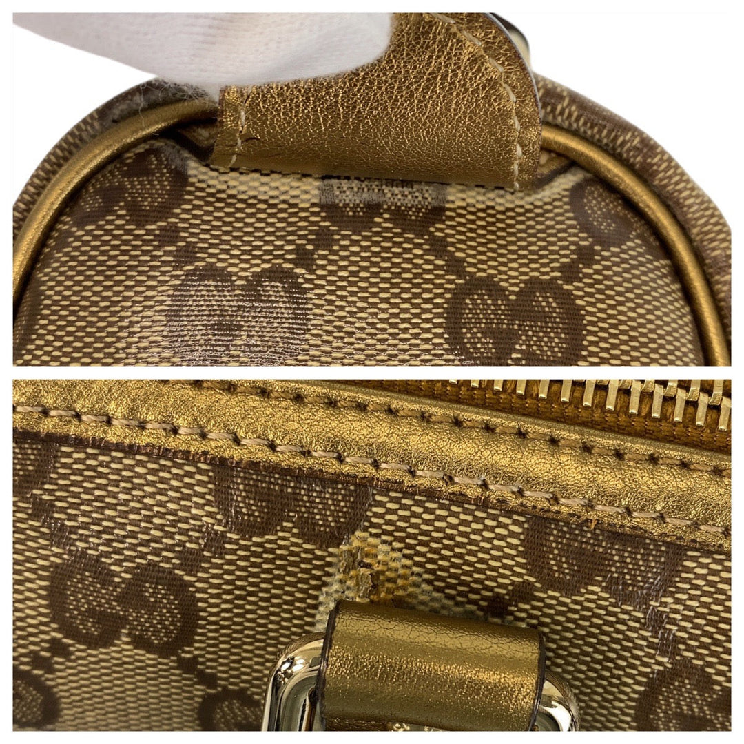 GUCCI Handbag 193604 PVC Beige Gold GoldMetal Handbags Mini Boston Duffel bag GG crystal Women Used Authentic