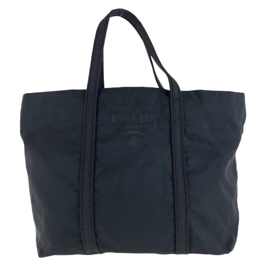 PRADA Tote Bag Nylon Black SilverMetal Tote Bag handbag Test Women Used Authentic