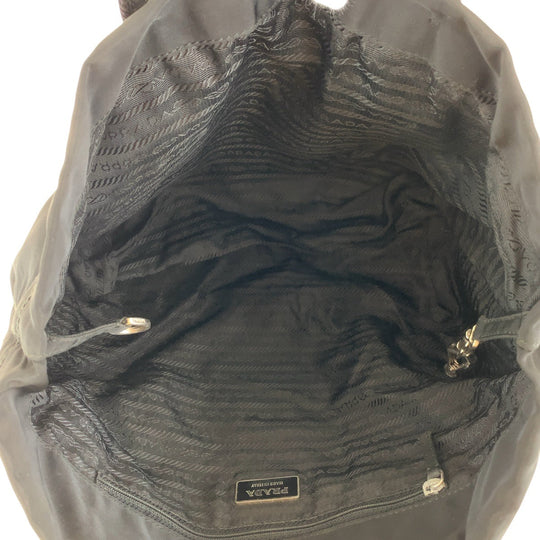 PRADA Tote Bag Nylon Black SilverMetal Tote Bag handbag Test Women Used Authentic