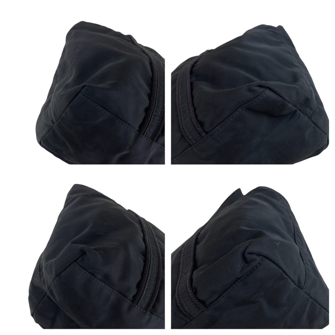 PRADA Tote Bag Nylon Black SilverMetal Tote Bag handbag Test Women Used Authentic