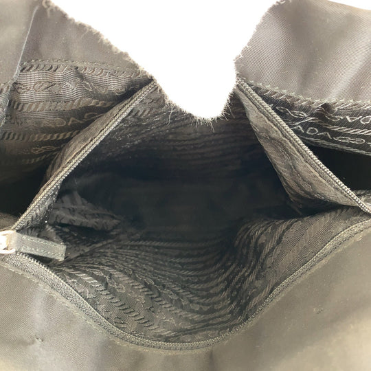 PRADA Tote Bag Nylon Black SilverMetal Tote Bag handbag Test Women Used Authentic