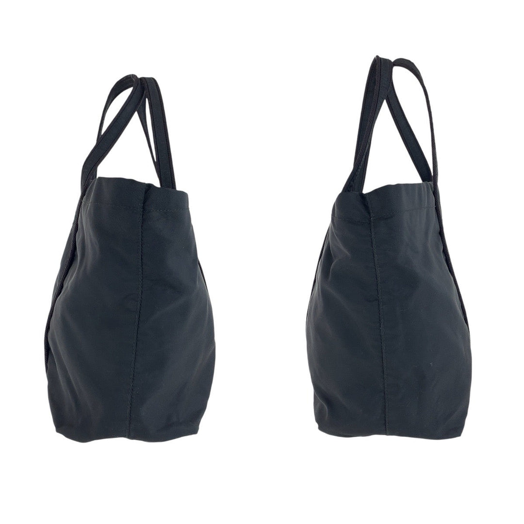 PRADA Tote Bag Nylon Black SilverMetal Tote Bag handbag Test Women Used Authentic