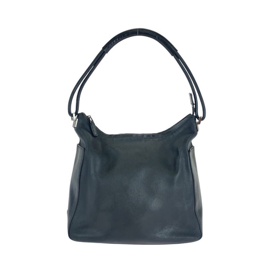 GUCCI Shoulder Bag 001 3766 leather Black SilverMetal Women Used Authentic