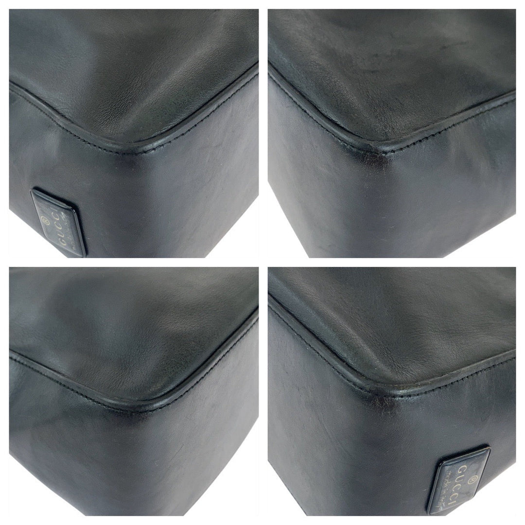 GUCCI Shoulder Bag 001 3766 leather Black SilverMetal Women Used Authentic