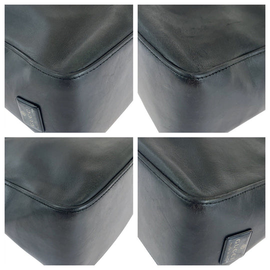 GUCCI Shoulder Bag 001 3766 leather Black SilverMetal Women Used Authentic