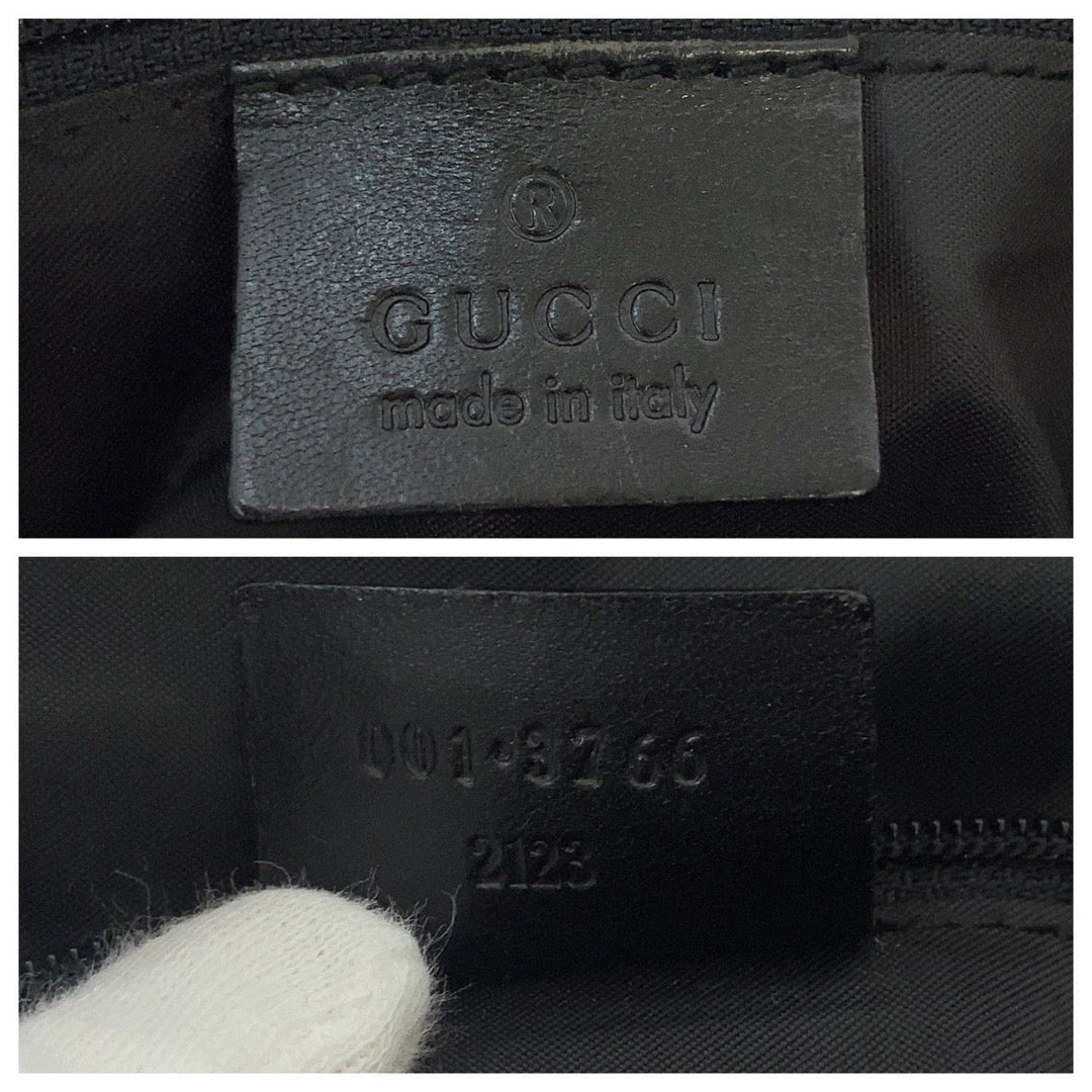 GUCCI Shoulder Bag 001 3766 leather Black SilverMetal Women Used Authentic