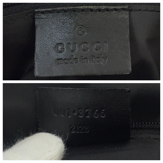 GUCCI Shoulder Bag 001 3766 leather Black SilverMetal Women Used Authentic