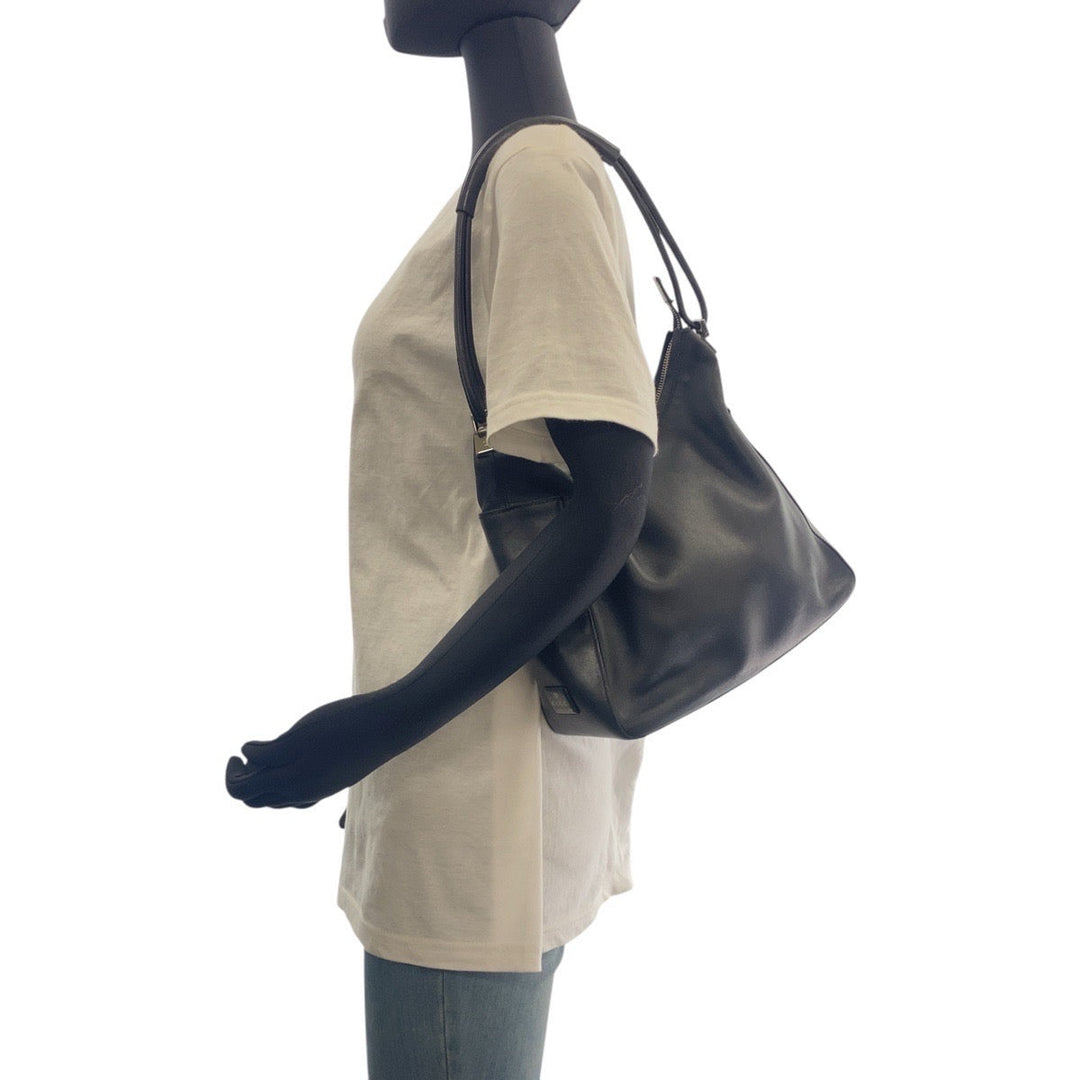 GUCCI Shoulder Bag 001 3766 leather Black SilverMetal Women Used Authentic