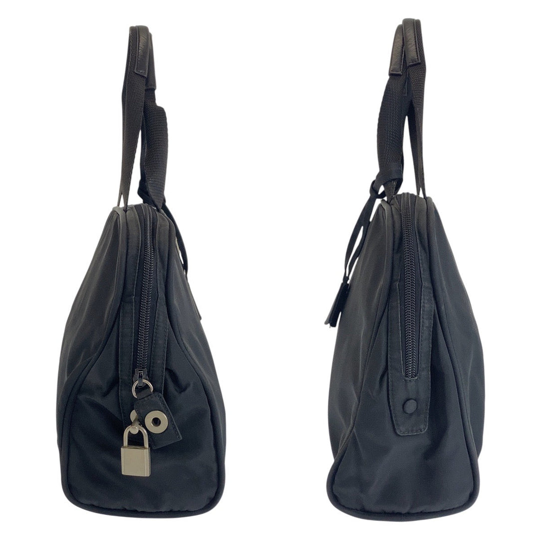 PRADA Tote Bag Nylon black Tote Bag handbag Test Triangle With logo Women Used Authentic