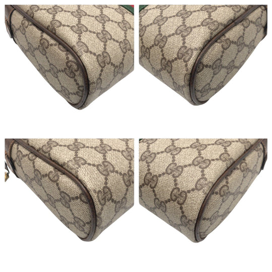 GUCCI Clutch bag 98 16 014 GG Supreme Canvas Brown Gold Metal Clutch bag, business bag, pouch, unisex Sherry line Women Used Authentic