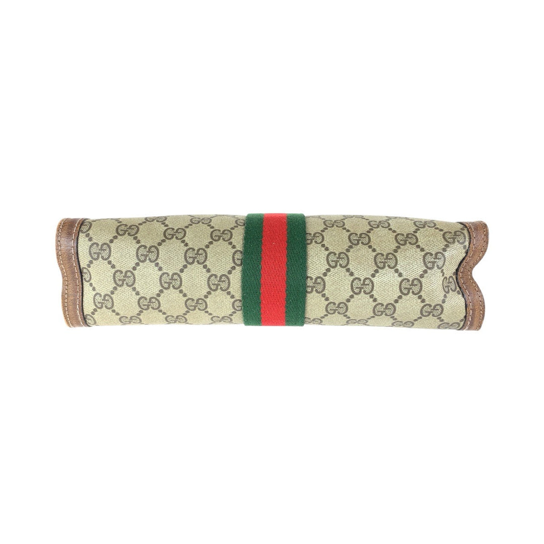 GUCCI Clutch bag GG Supreme canvas, leather Brown Clutch bag business bag unisex Old Gucci Shelly Line Women Used Authentic