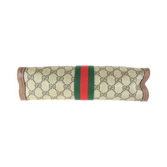 GUCCI Clutch bag GG Supreme canvas, leather Brown Clutch bag business bag unisex Old Gucci Shelly Line Women Used Authentic