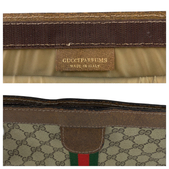 GUCCI Clutch bag GG Supreme canvas, leather Brown Clutch bag business bag unisex Old Gucci Shelly Line Women Used Authentic