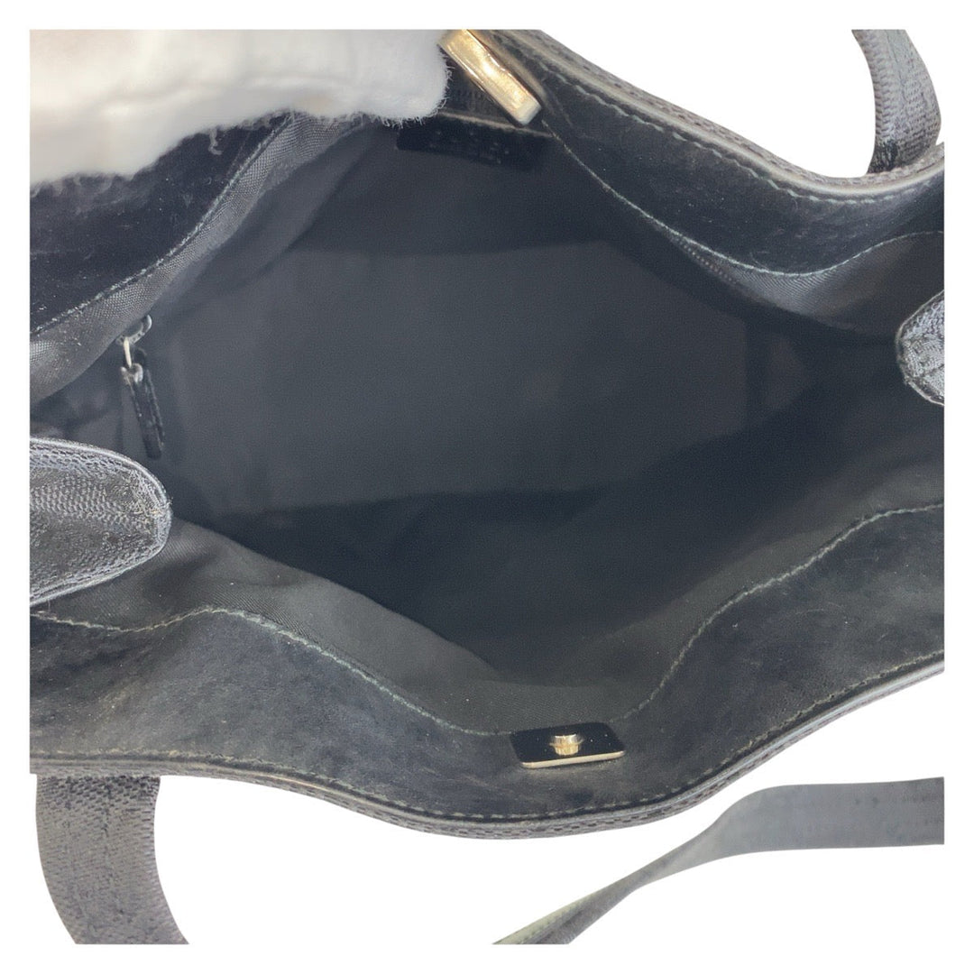 GUCCI Shoulder Bag 002 1076 GG canvas Black black Shoulder Bag Women Used Authentic