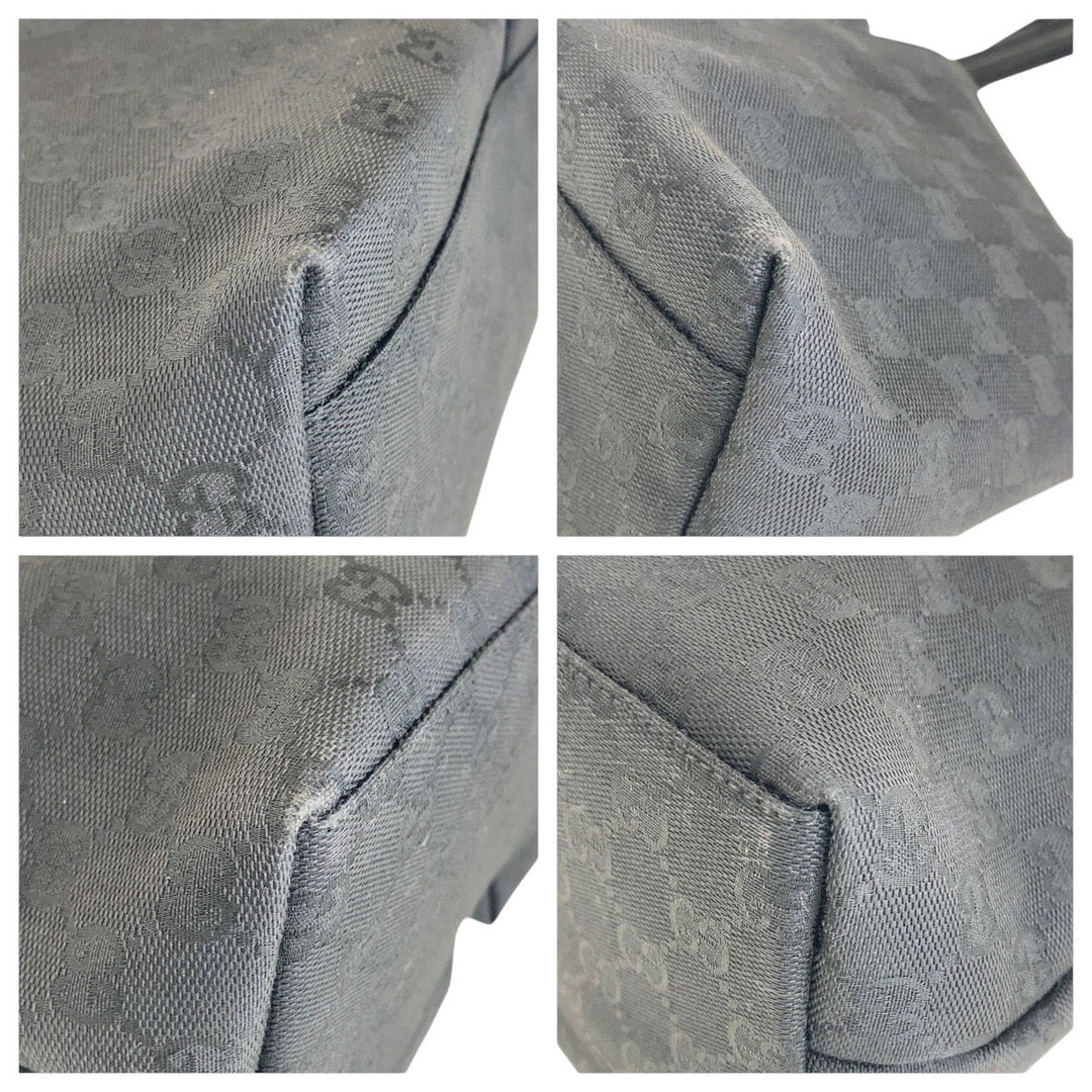 GUCCI Shoulder Bag 002 1076 GG canvas Black black Shoulder Bag Women Used Authentic