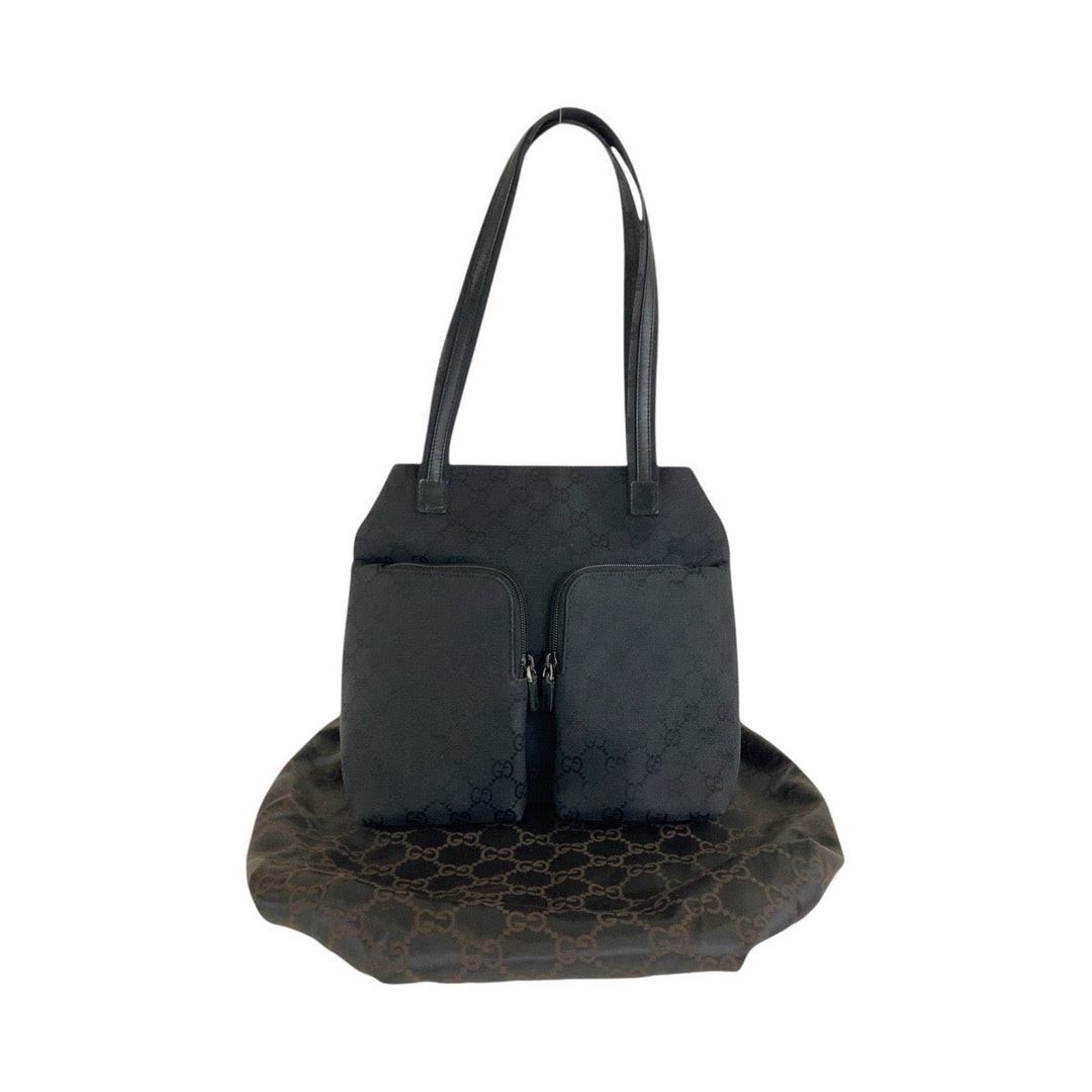 GUCCI Shoulder Bag 002 1076 GG canvas Black black Shoulder Bag Women Used Authentic