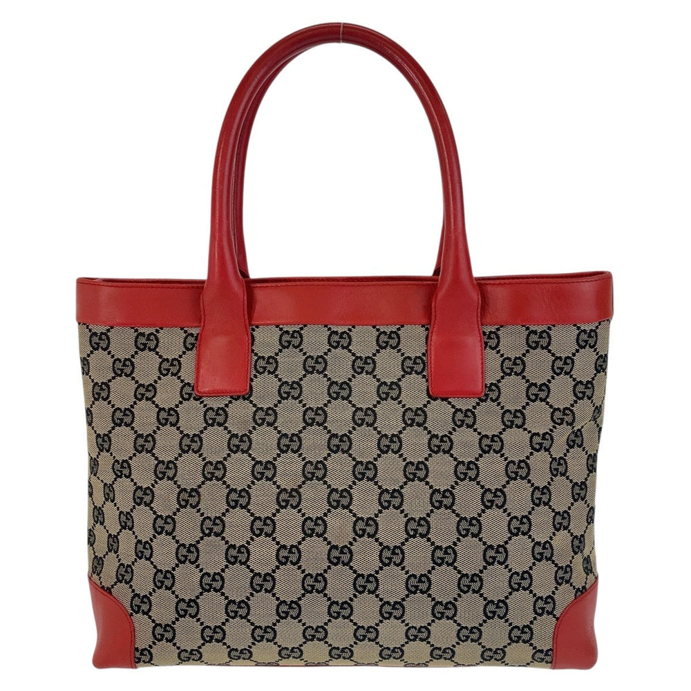 GUCCI Tote Bag 002 1119 GG canvas, leather Beige red Tote Bag Shoulder Bag Women Used Authentic