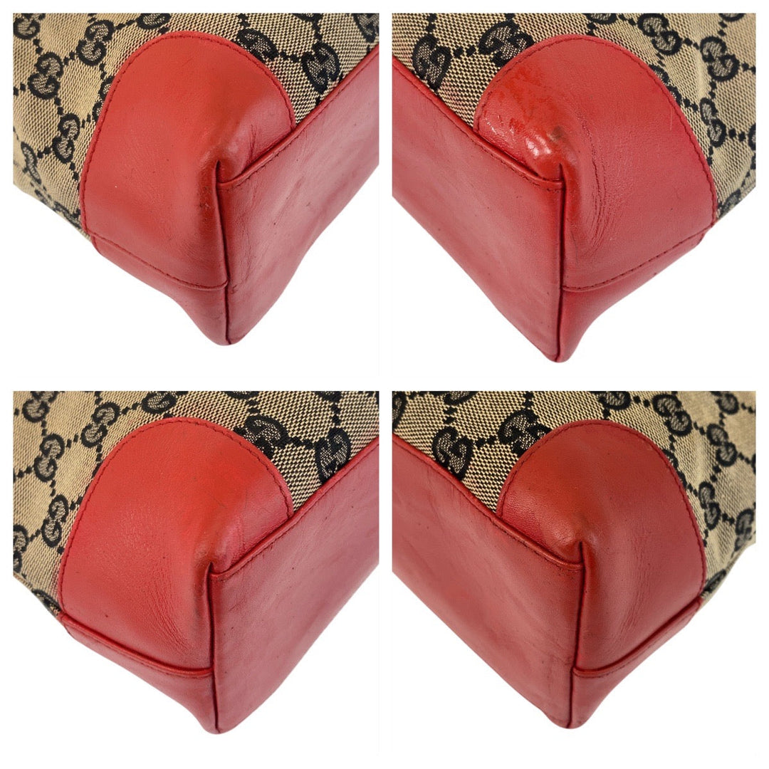 GUCCI Tote Bag 002 1119 GG canvas, leather Beige red Tote Bag Shoulder Bag Women Used Authentic