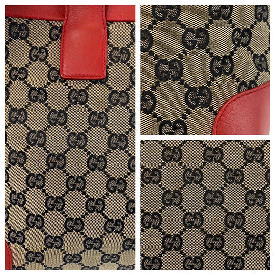 GUCCI Tote Bag 002 1119 GG canvas, leather Beige red Tote Bag Shoulder Bag Women Used Authentic