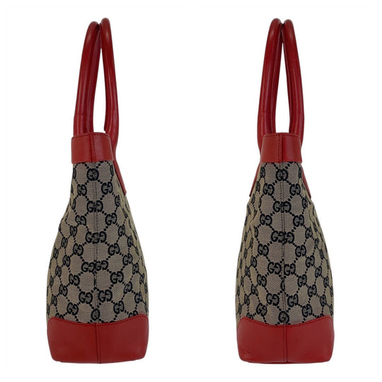 GUCCI Tote Bag 002 1119 GG canvas, leather Beige red Tote Bag Shoulder Bag Women Used Authentic