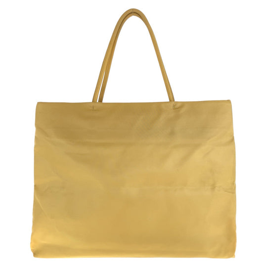 PRADA Tote Bag Nylon Yellow SilverMetal Tote Bag Shoulder Bag Test Triangle With logo Women Used Authentic