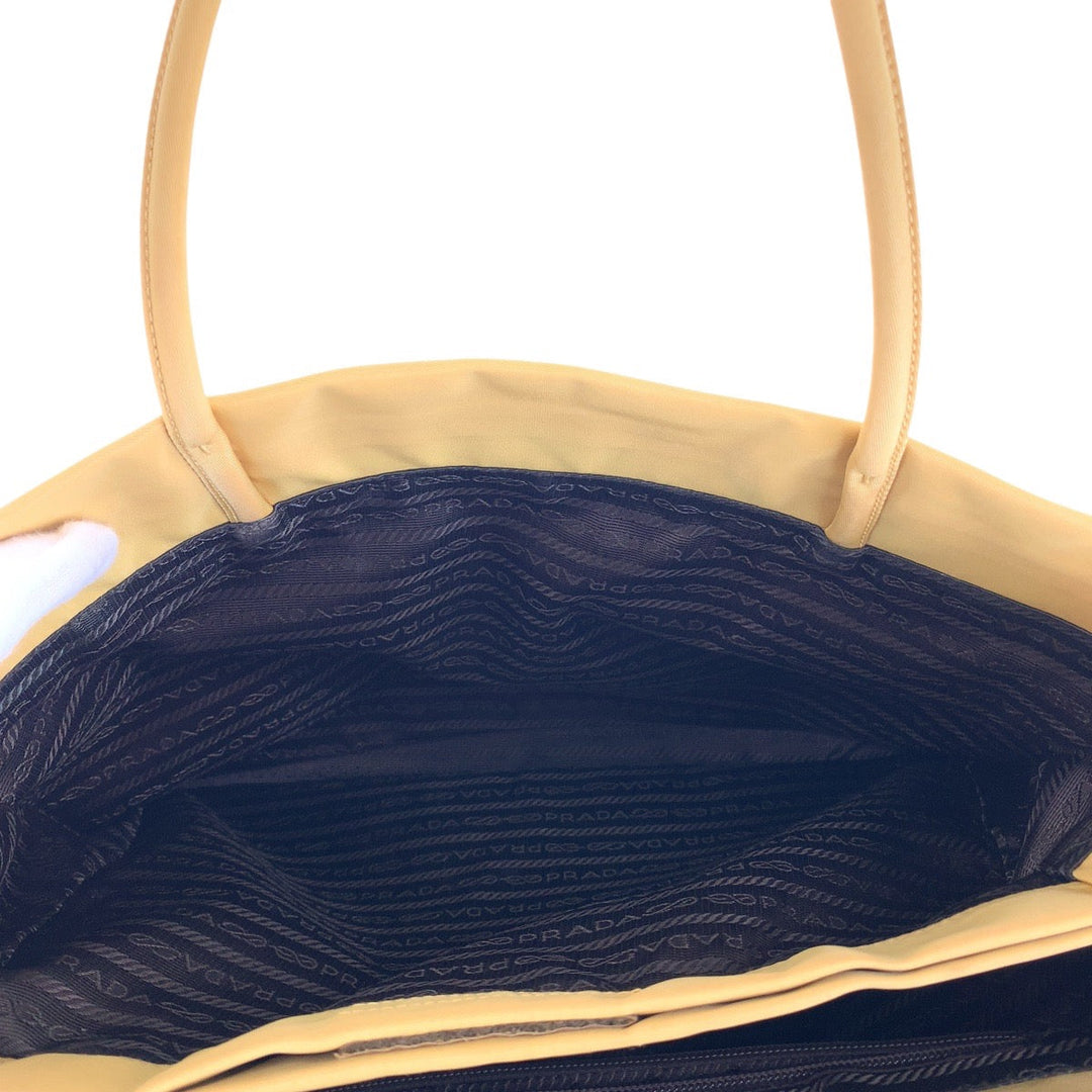 PRADA Tote Bag Nylon Yellow SilverMetal Tote Bag Shoulder Bag Test Triangle With logo Women Used Authentic