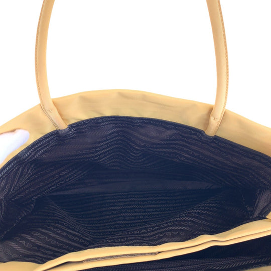 PRADA Tote Bag Nylon Yellow SilverMetal Tote Bag Shoulder Bag Test Triangle With logo Women Used Authentic