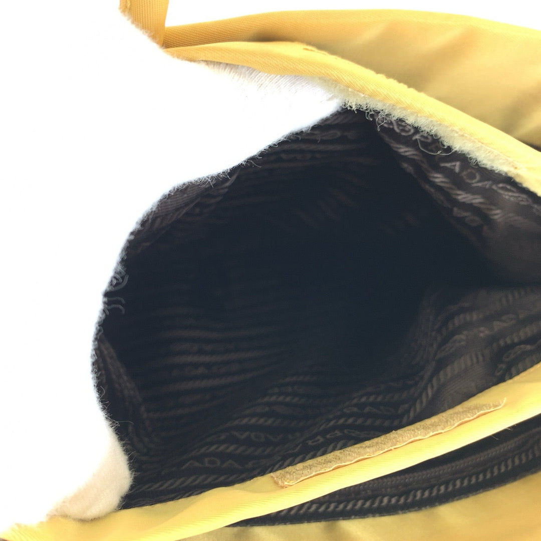 PRADA Tote Bag Nylon Yellow SilverMetal Tote Bag Shoulder Bag Test Triangle With logo Women Used Authentic