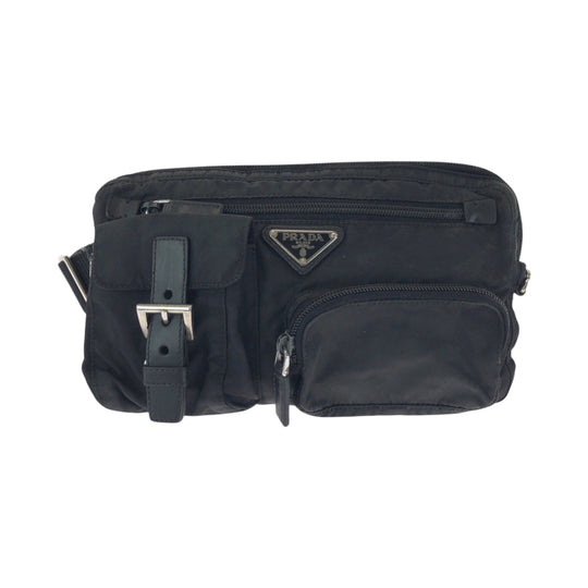 PRADA Waist bag BM0008 Nylon Black SilverMetal Waist Bag Bum Bag Test Triangle With logo Women(Unisex) Used Authentic