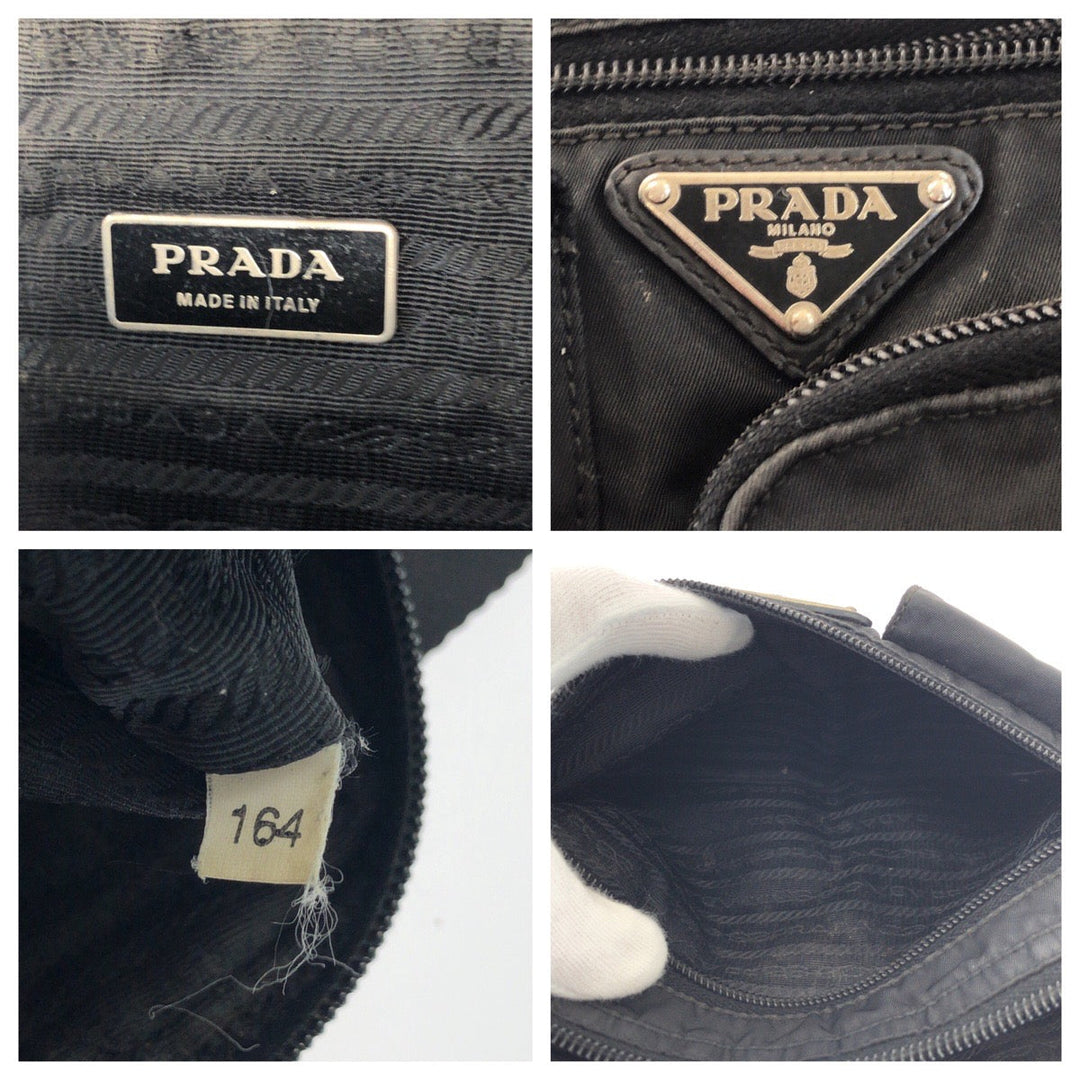 PRADA Waist bag BM0008 Nylon Black SilverMetal Waist Bag Bum Bag Test Triangle With logo Women(Unisex) Used Authentic